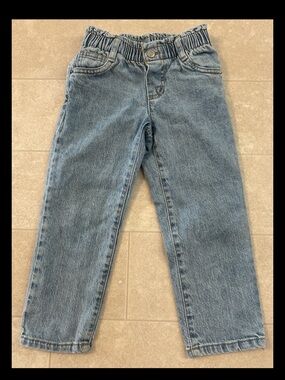 Cat & Jack Light Wash Jeans Paperbag Waist Zipper & Button Closure Size 4T